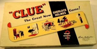 Vintage 1949 Clue Sherlock Holmes Board Game Parker Bros
