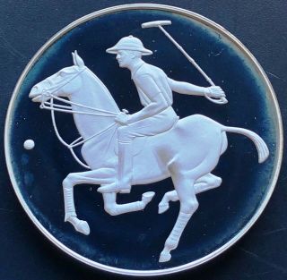 1895 Winston Churchill 1.  5 Oz Sterling Silver Proof Medal - Playing Polo In Army