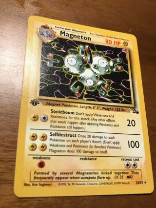 Pokemon Magneton 1st Edition Non Holo Fossil 26/62 Near And Never Played
