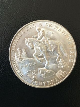 Mexico Silver Medal 1862 - 1962 Battle Of Puebla Cinco De Mayo Centenario Ms