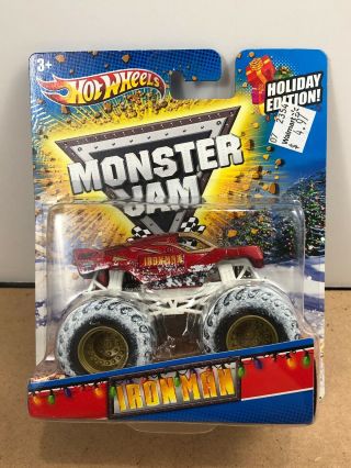 Hot Wheels Monster Jam 1:64 Scale Iron Man Holiday Edition Monster Truck Snow