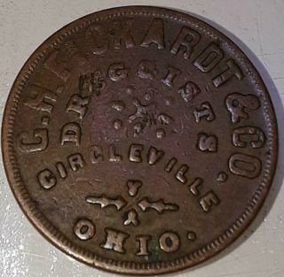 1863 Circleville Ohio Civil War Token G.  H.  Fickardt & Co.  Druggists Merchant