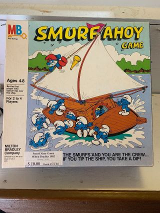 Milton Bradley 1982 Smurf Ahoy Game For 2 To 4 Players