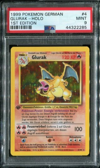 Glurak 1st Edition Psa 9 Base Set German 3/102 Holo Pokemon 1999 Charizard
