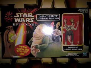 Star Wars Epi: Tpm 3.  75 " Jabba The Hutt With 2 - Headed Announcer Figures Mib