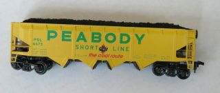 Peabody Coal Short Line Hopper Car With A Coal Load Added From Athearn Kit
