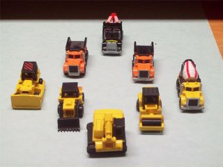Galoob Micro Machines,  (5) Yellow 1987 Construction Vehicles