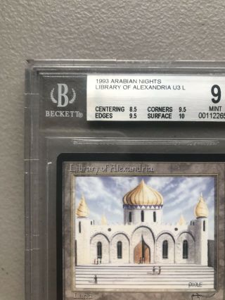 1993 Magic The Gathering Arabian Nights Library Of Alexandria U3 L BGS 9 3