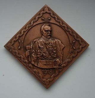 Polish Poland Wwi 1918 Marshal Pilsudski Legion Medal Prof.  Stasinski Copper