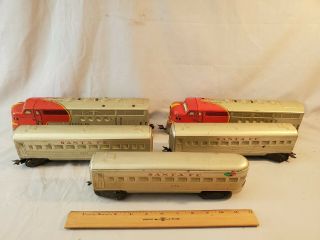 Marx O Ga Santa Fe Passenger Train Set With Locomotives & 3 Cars Nr