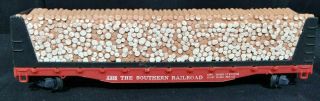 Tyco Lumber Log Flat Car Ho Scale.  Red.  4365 The Southern Railroad Vintage