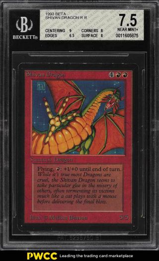 1993 Magic The Gathering Mtg Beta Shivan Dragon R R Bgs 7.  5 Nrmt,  (pwcc)