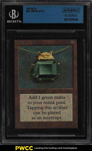 1993 Magic The Gathering Mtg Beta Mox Emerald R A Bgs Auth,  Altered (pwcc)