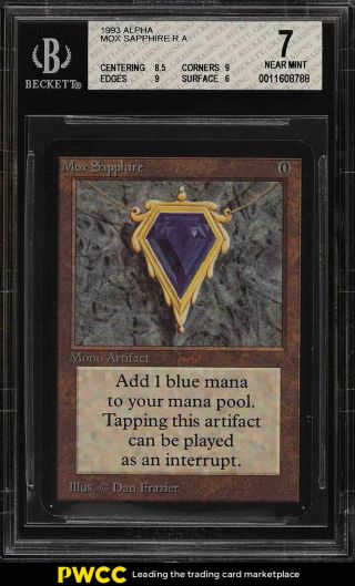 1993 Magic The Gathering Mtg Alpha Mox Sapphire R A Bgs 7 Nrmt (pwcc)