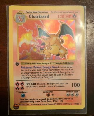 1999 Pokemon 1st Edition Shadowless Holo Charizard 4/102