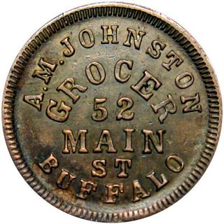 1863 Buffalo York Civil War Token A M Johnston Grocer