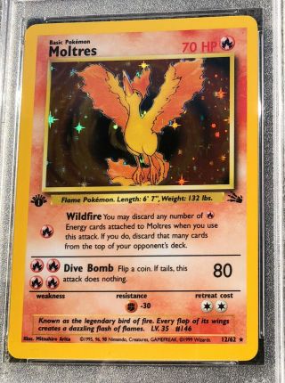 Pokemon Card - PSA 10 GEM 1st Edition Holo Moltres Fossil 1999 2