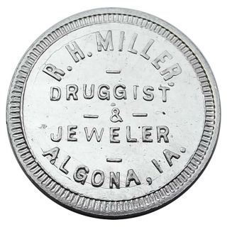 Iowa Trade Token - R.  H.  Miller,  Algona Ia (good For Ale Or Soda) 1900s Druggist