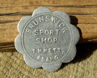 Antique Emmett Idaho (gem Co,  Near Sweet Id) " Brunswick Sport Shop " Scal Token