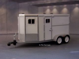 Greenlight Tandem Horse Trailer White 1/64 Scale Collectible Diorama Model
