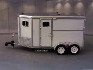 GREENLIGHT TANDEM HORSE TRAILER WHITE 1/64 SCALE COLLECTIBLE DIORAMA MODEL 2