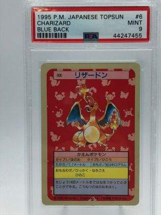 Psa 9 Charizard Blue Back 1995 Topsun Flom Japanese Pokemon Cald