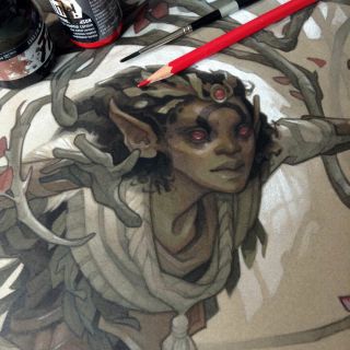 ROSETHORN ACOLYTE PAINTING by Wylie Beckert for MTG Throne of Eldraine 3
