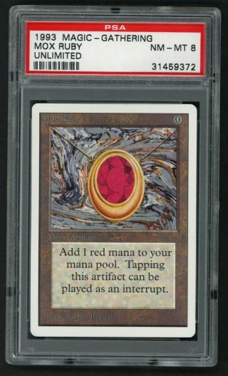 1x Psa 8 Unlimited Mox Ruby Mtg Unlimited Power 9 - Kid Icarus -