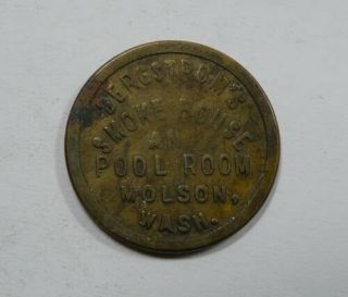 Molson,  Wash.  State Bergstrom’s Smoke House & Pool Room 5 Cents Trade Token Rare