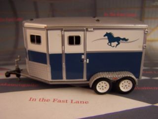 Greenlight Horse Trailer Blue & White 1/64 Scale Collectible Diorama Model