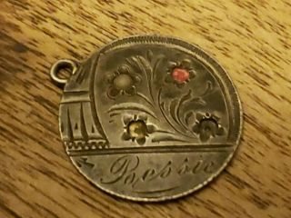 Young Victoria Canadian Dime Love Token - Engraved Floral W/ Set Jewels - Bessie