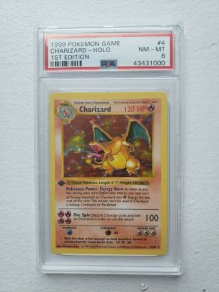 1st Edition Charizard Shadowless 4/102 Thick Stamp Psa 8 Ships Worldwide