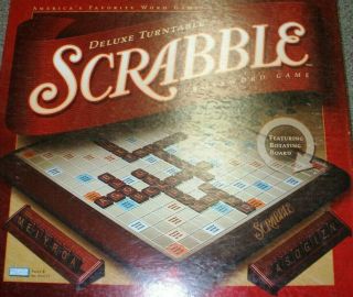 Scrabble Deluxe 2001 Turntable Game Burgundy Tiles 100 Complete And