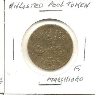Unlisted Pool Token - F.  Marchioro - Brunswick - Balke Collender Co.  - G/f 5c