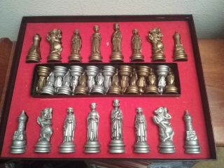 Renaissance Chessmen E.  S.  Lowe Chess Complete Set Anri Vintage