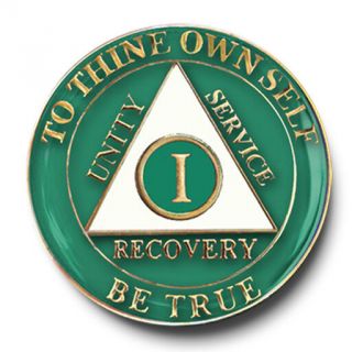 Yrs 1 - 45 Aa Anniversary Recovery Coin/medallion Green&white