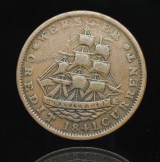 Hard Times Token Htt,  1841,  Not One Cent For Tribute