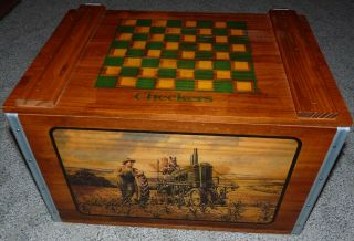 John Deere Wood Checker Box Crate With Wood Checkers In Bag Made In Usa