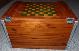 John Deere Wood Checker Box Crate with Wood Checkers in Bag Made in USA 3