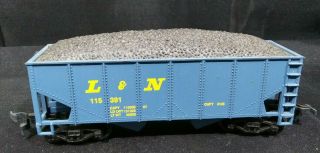 L&n Blue Hopper With Coal Load Ho Scale Model Train Car.  Vintage