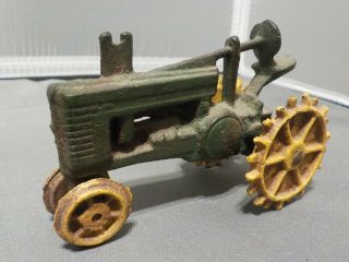 Vintage Cast Iron John Deere Toy Farm Tractor