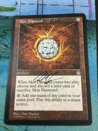 Mtg Mox Diamond Stronghold Common Signed By Artist Dan Frazier Mp