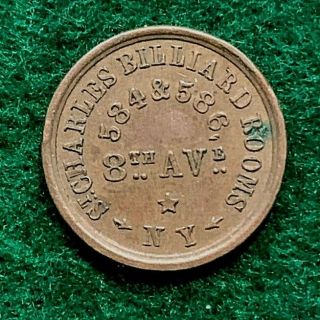 1863 St Charles Billiards Room York Store Card Token - Not One Cent