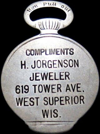 Circa 1900 West Superior Wisconsin Pocket Watch Case Opener Advertising Token