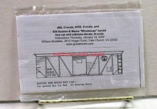 Boston & Maine/b&m N - Scale Decals Wsm - 39 Minuteman Herald Caboose & Boxcar Oop