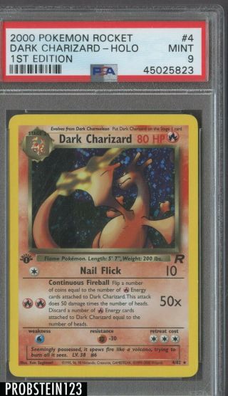2000 Pokemon Rocket 1st Edition 4 Dark Charizard - Holo Psa 9