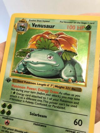 1st Ed.  Venusaur Holo - Shadowless - (NM) 15/102 Pokémon Card Base Set 3