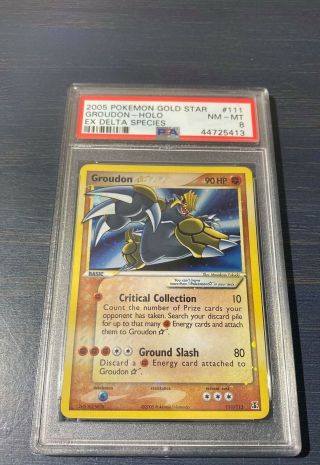 Psa 8 Nm - Groudon Gold Star Ultra Rare Pokemon Card Delta Species 111