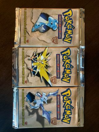 Pokemon First Edition Fossil Booster Pack Art Set