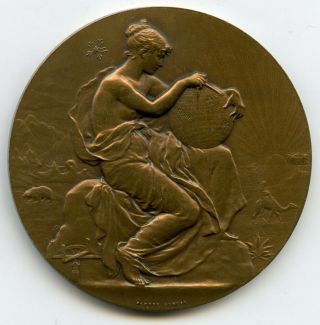 French Art Nouveau Bronze Medal Touring Club De France By Dubois 51mm 63gr